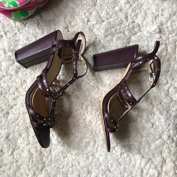 WHBM:POLLY Purple Stud Buckled Sandal Heels Sz. 7 - Picture 3 of 8